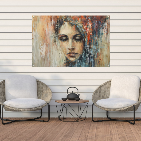 Vrouw Overmand door Emotionele Chaos tuinposter