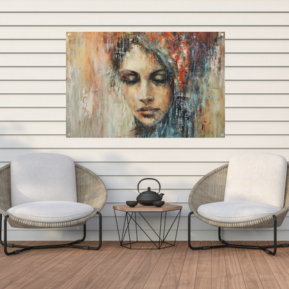 Vrouw Overmand door Emotionele Chaos tuinposter