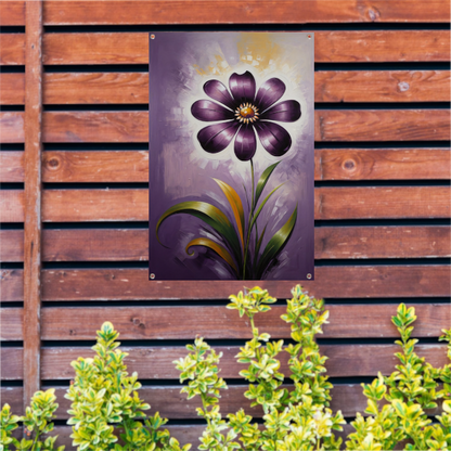 Paarse Bloem Impressie op Moderne Achtergrond tuinposter