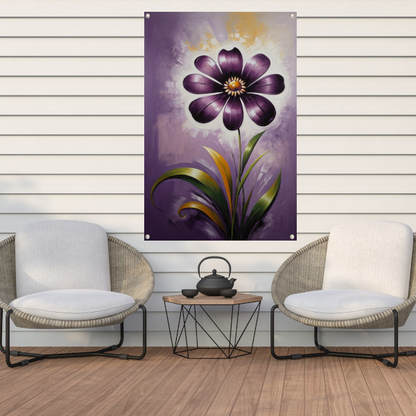 Paarse Bloem Impressie op Moderne Achtergrond tuinposter