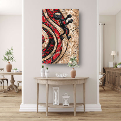 Rode Draaikolk met Zwarte Astronaut Figuur canvas
