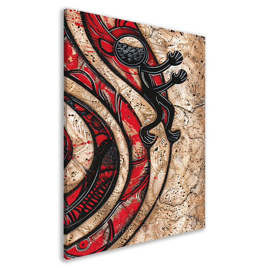 Rode Draaikolk met Zwarte Astronaut Figuur canvas