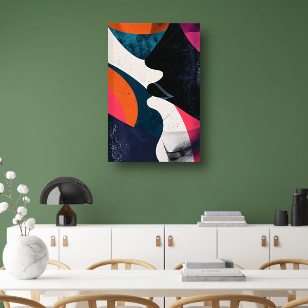 Abstract Kunstwerk met Kleurrijk Gezichten canvas met baklijst