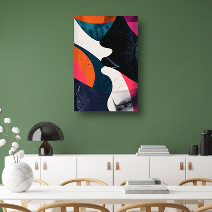 Abstract Kunstwerk met Kleurrijk Gezichten canvas met baklijst