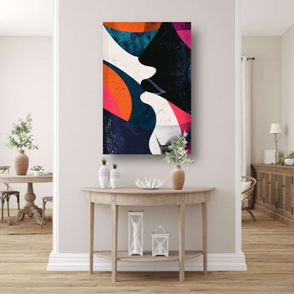 Abstract Kunstwerk met Kleurrijk Gezichten canvas met baklijst