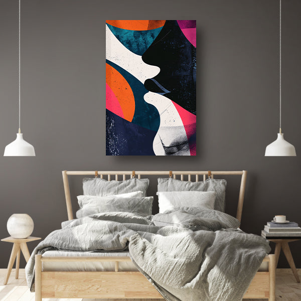 Abstract Kunstwerk met Kleurrijk Gezichten canvas met baklijst
