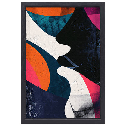 Abstract Kunstwerk met Kleurrijk Gezichten canvas met baklijst