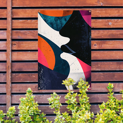 Abstract Kunstwerk met Kleurrijk Gezichten tuinposter