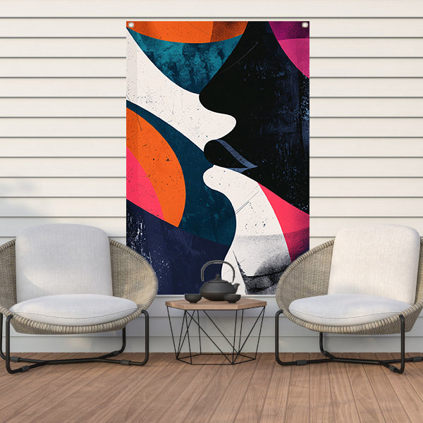 Abstract Kunstwerk met Kleurrijk Gezichten tuinposter