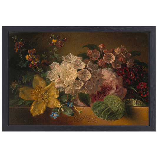Stilleven met bloemen - Georgius Jacobus Johannes van Os canvas met baklijst