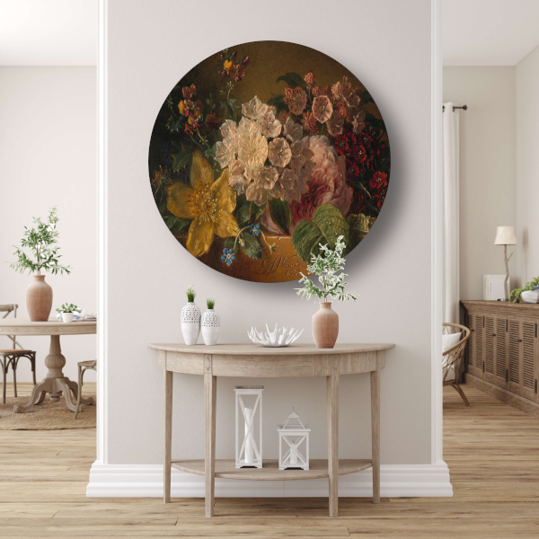 Stilleven met bloemen - Georgius Jacobus Johannes van Os aluminium muurcirkel