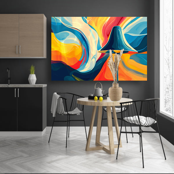 Abstracte lamp en golvende kleuren poster