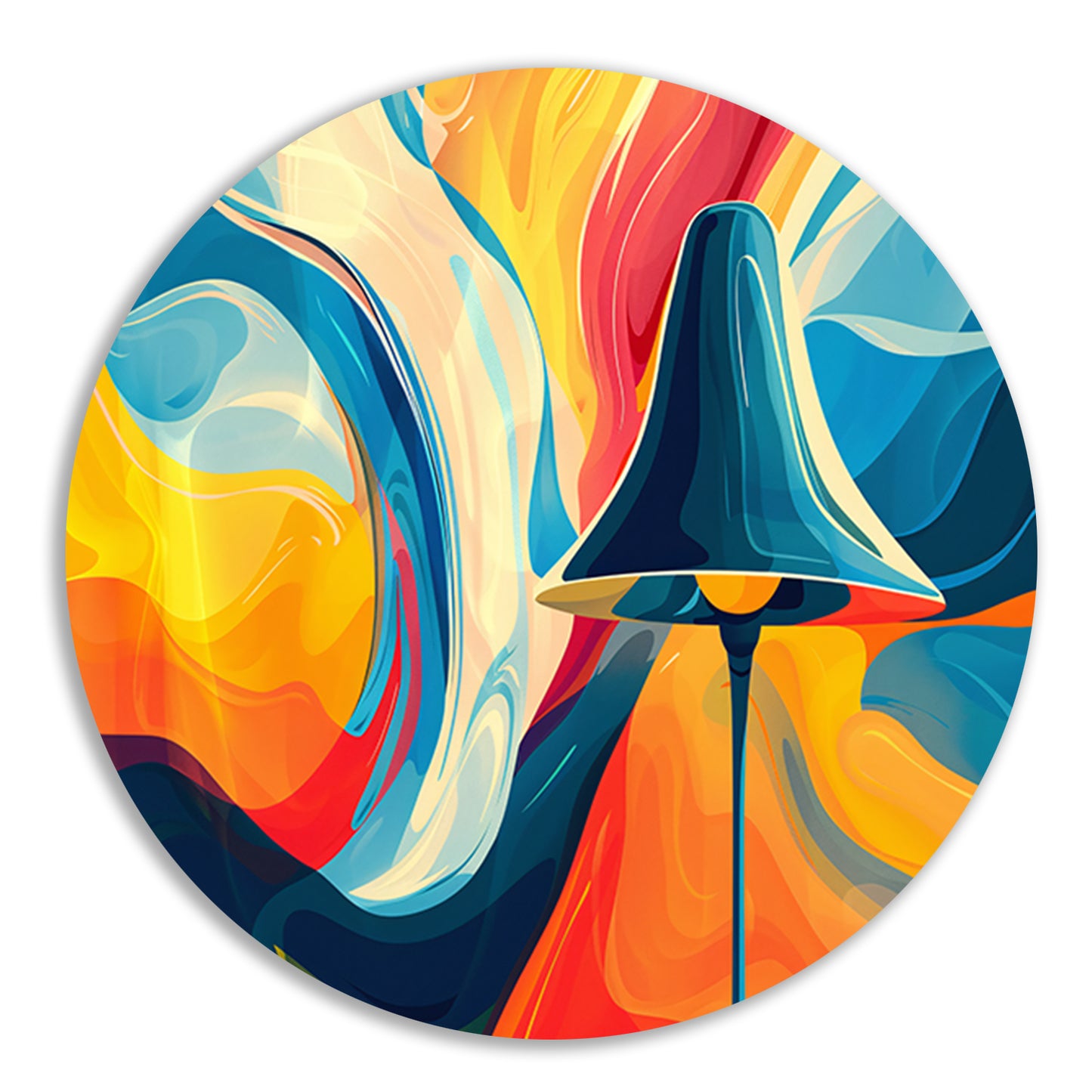 Abstracte lamp en golvende kleuren forex muurcirkel