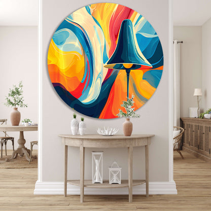 Abstracte lamp en golvende kleuren forex muurcirkel