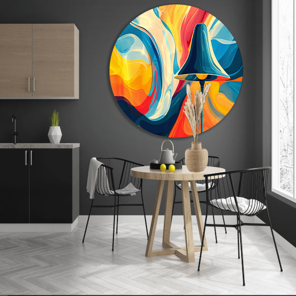 Abstracte lamp en golvende kleuren forex muurcirkel