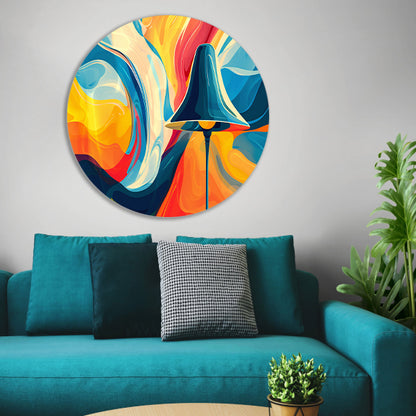 Abstracte lamp en golvende kleuren forex muurcirkel