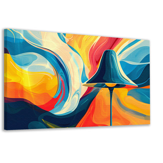 Abstracte lamp en golvende kleurencanvas