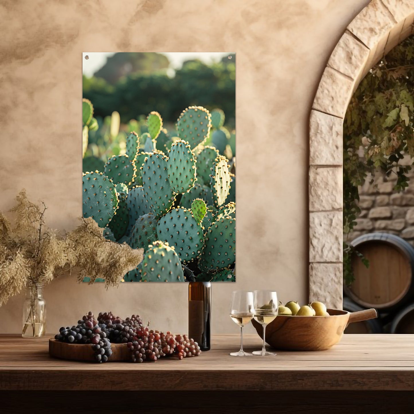 Close-up van cactus met stekels tuinposter