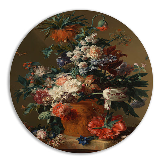 Vaas met bloemen - Jan van Huysum aluminium muurcirkel