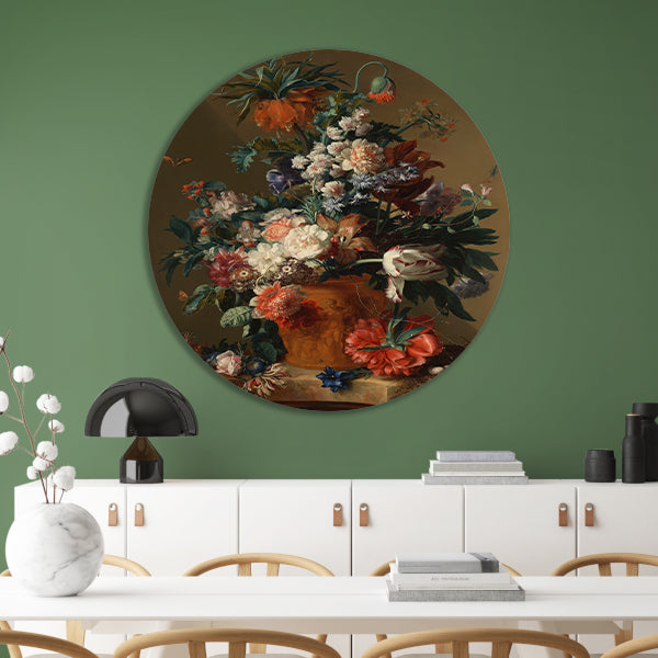 Vaas met bloemen - Jan van Huysum forex muurcirkel