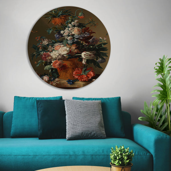Vaas met bloemen - Jan van Huysum forex muurcirkel