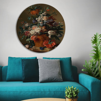 Vaas met bloemen - Jan van Huysum forex muurcirkel