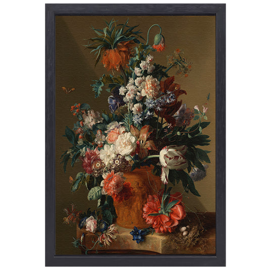 Vaas met bloemen - Jan van Huysum canvas met baklijst