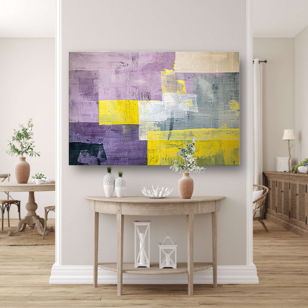Abstract schilderij met contrasterende kleurvlakken poster