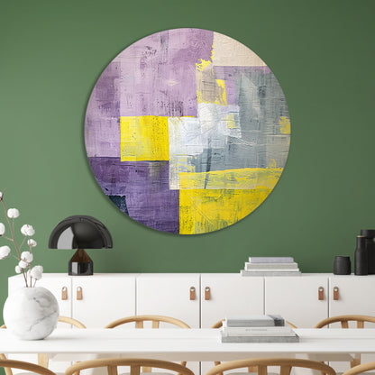 Abstract schilderij met contrasterende kleurvlakken forex muurcirkel