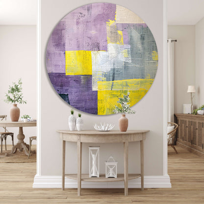 Abstract schilderij met contrasterende kleurvlakken forex muurcirkel