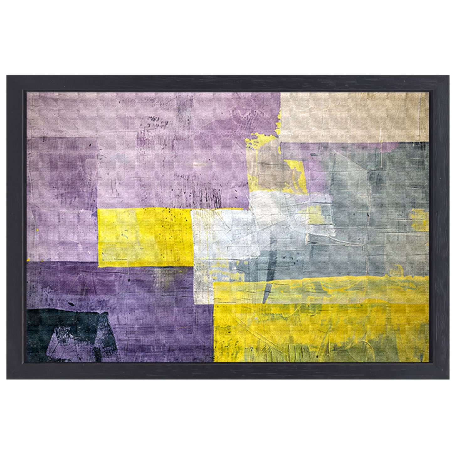Abstract schilderij met contrasterende kleurvlakken canvas met baklijst