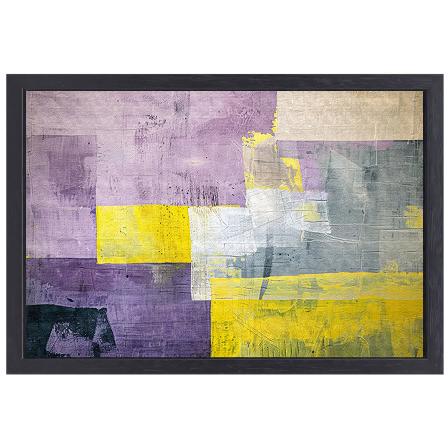 Abstract schilderij met contrasterende kleurvlakken canvas met baklijst