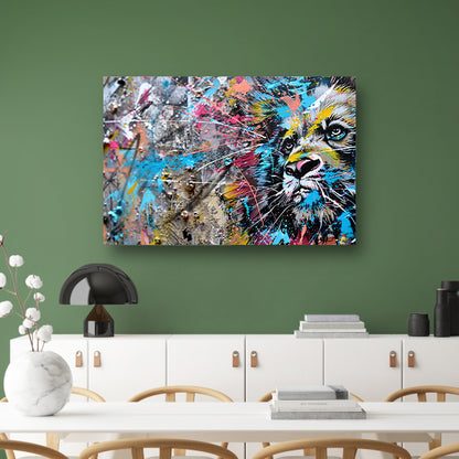 Abstracte leeuw in levendige graffiti-stijl acrylglas