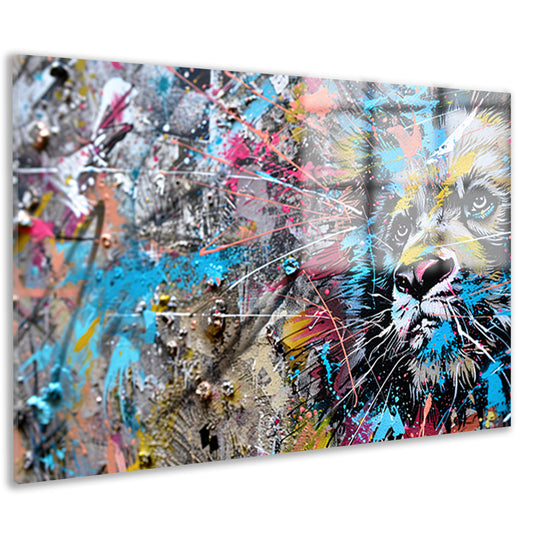 Abstracte leeuw in levendige graffiti-stijl acrylglas
