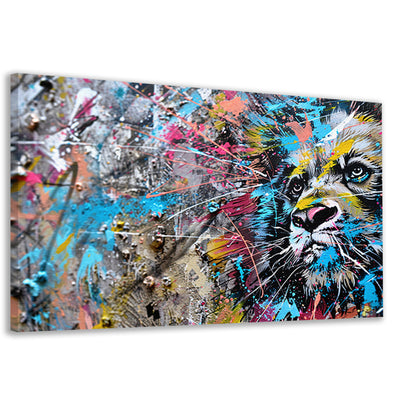 Abstracte leeuw in levendige graffiti-stijl canvas