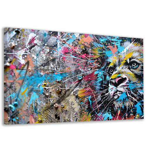 Abstracte leeuw in levendige graffiti-stijl canvas