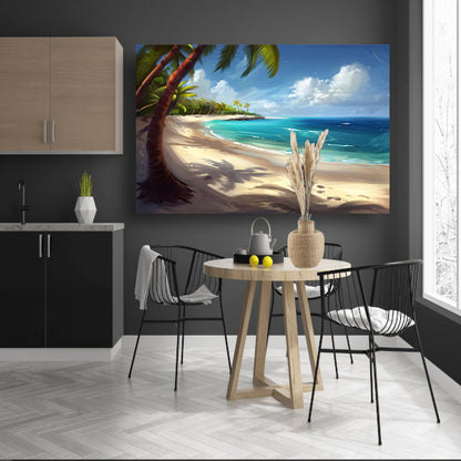 Strand met palmbomen en helder water  poster
