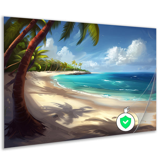 Strand met palmbomen en helder water  poster