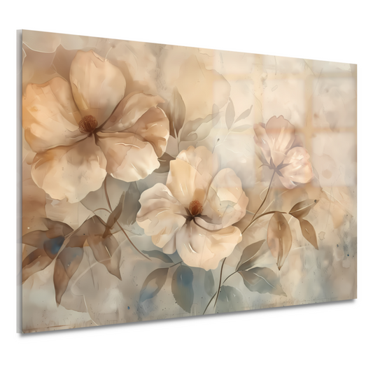 Sepia bloemenkunst met elegante natuurlijke vormen acrylglas