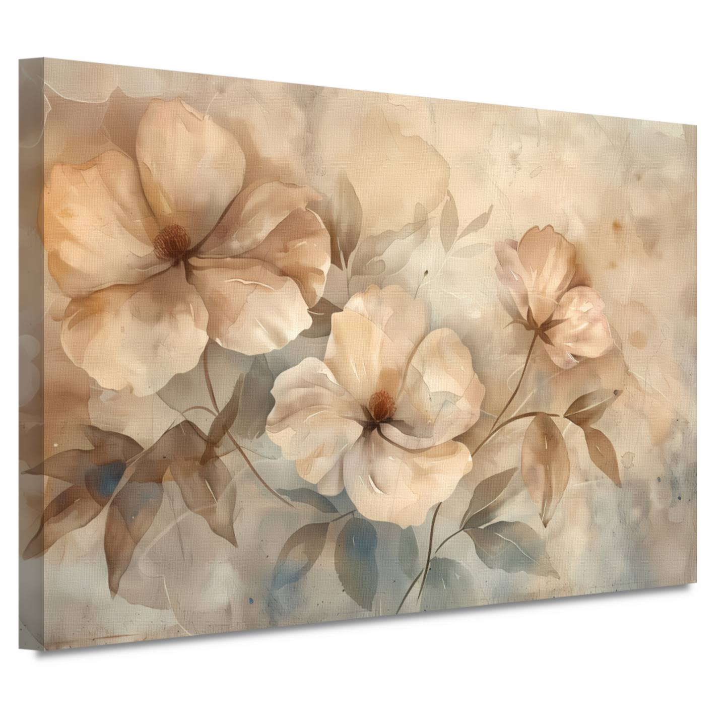 Sepia bloemenkunst met elegante natuurlijke vormen canvas