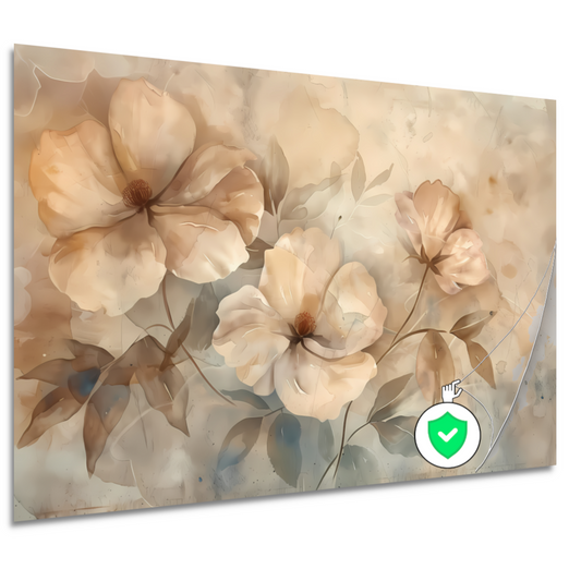 Sepia bloemenkunst met elegante natuurlijke vormen poster