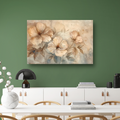 Sepia bloemenkunst met elegante natuurlijke vormen canvas