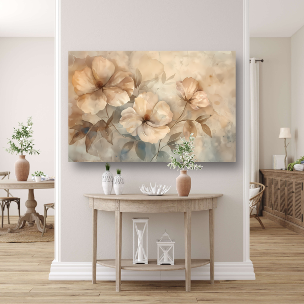 Sepia bloemenkunst met elegante natuurlijke vormen canvas