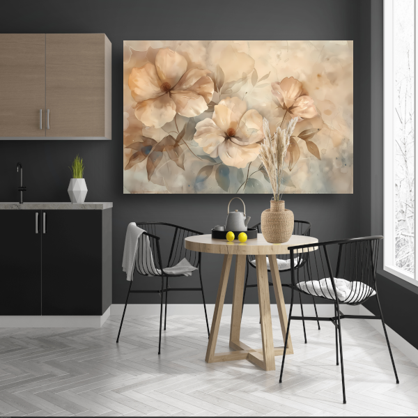 Sepia bloemenkunst met elegante natuurlijke vormen acrylglas