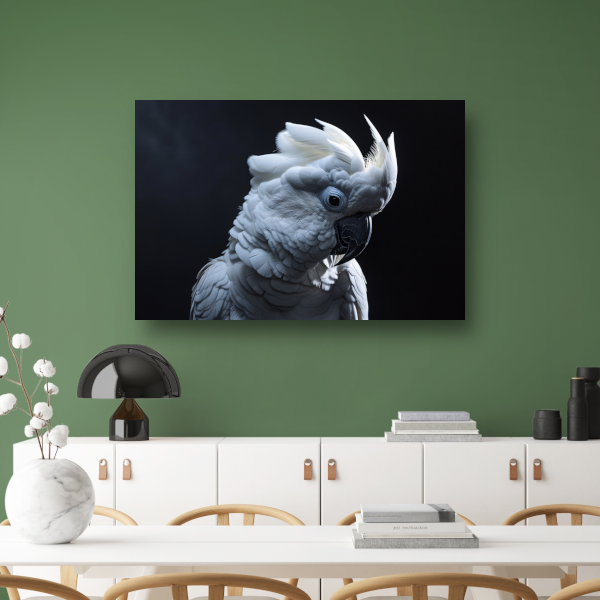De wakkere witte kaketoe in duisternis poster
