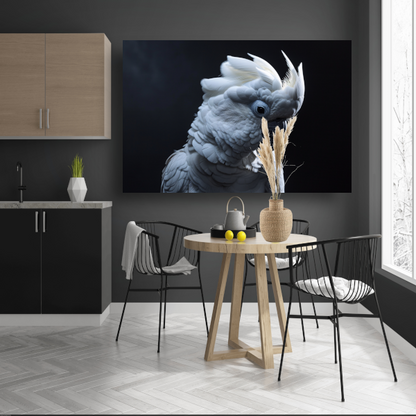 De wakkere witte kaketoe in duisternis poster