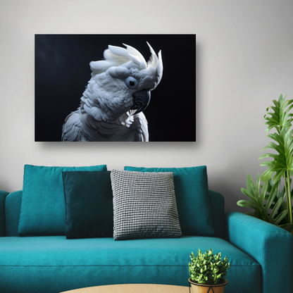 De wakkere witte kaketoe in duisternis poster