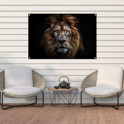 De trotse blik van de koning der dieren tuinposter