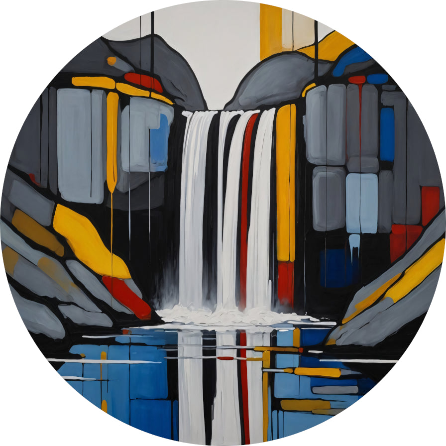 Reflecterende Waterval in Moderne Abstractie forex muurcirkel