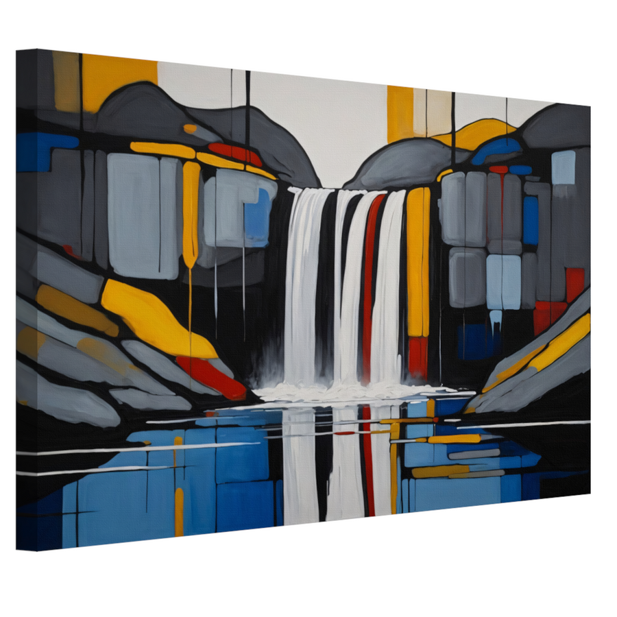Reflecterende Waterval in Moderne Abstractie canvas